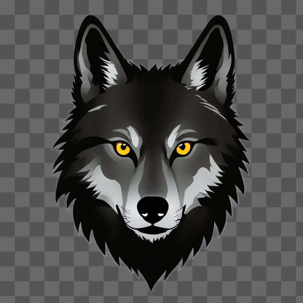 A simple wolf drawing on a black background