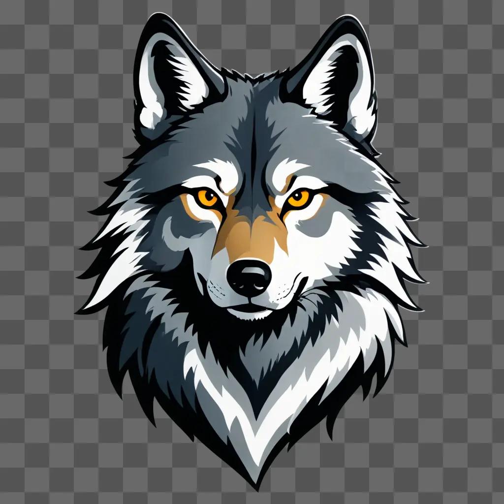 A simple wolf drawing on a gray background