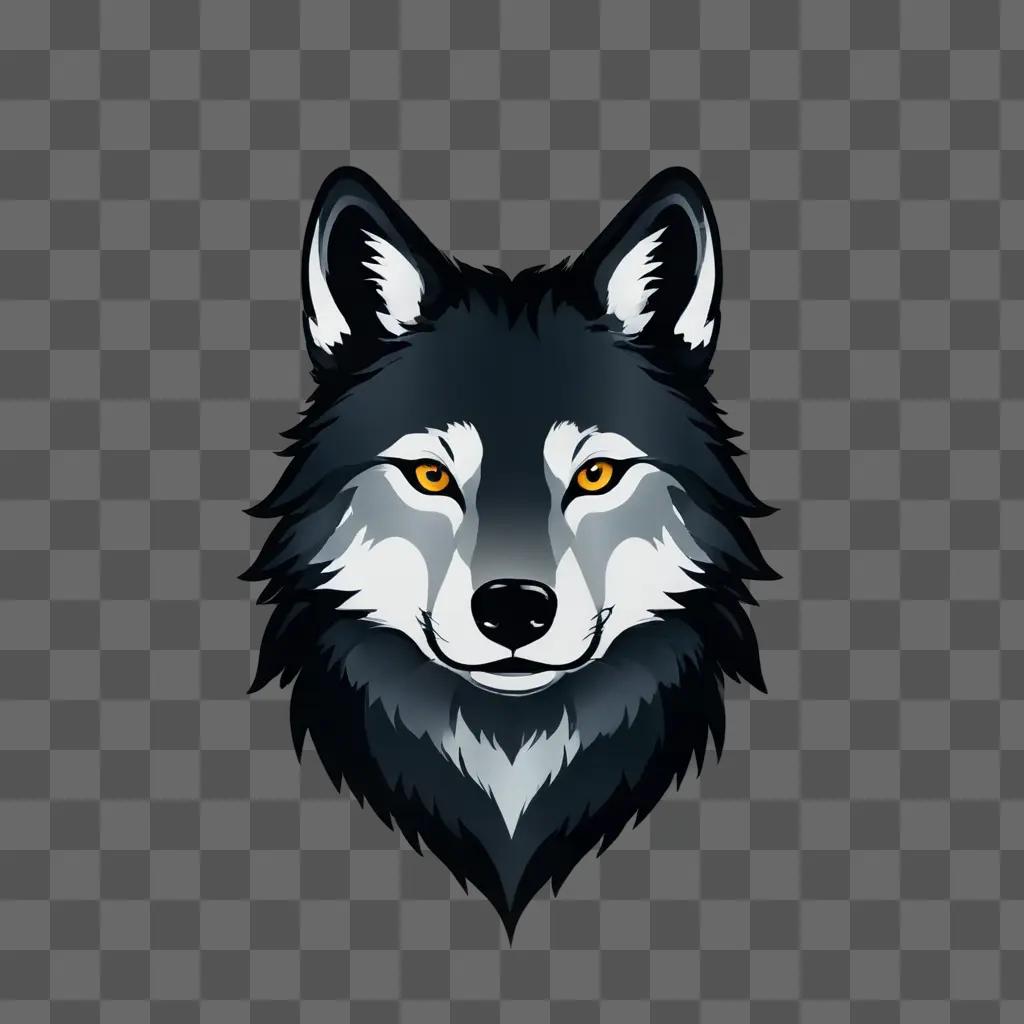 A simple wolf drawing with a black and white color scheme