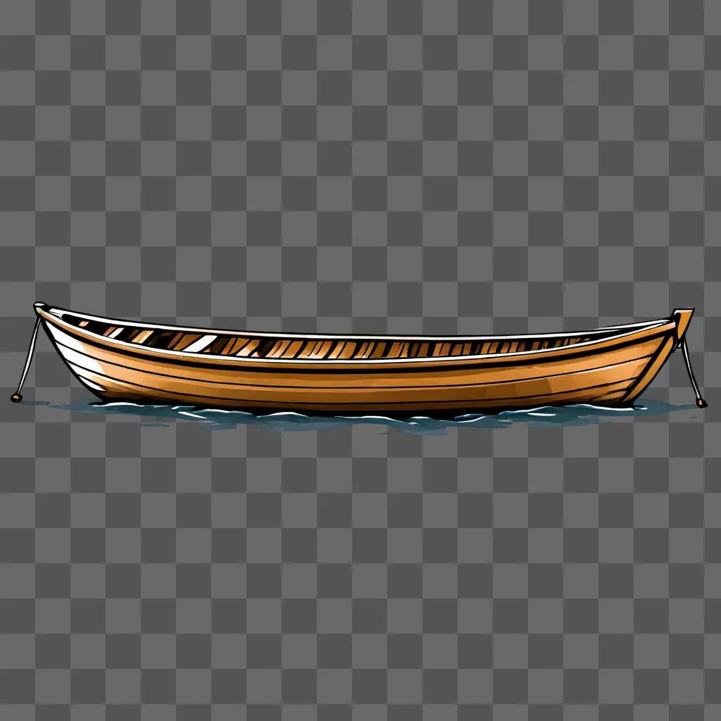 木製の側面とポールで描かれたスケッチボート