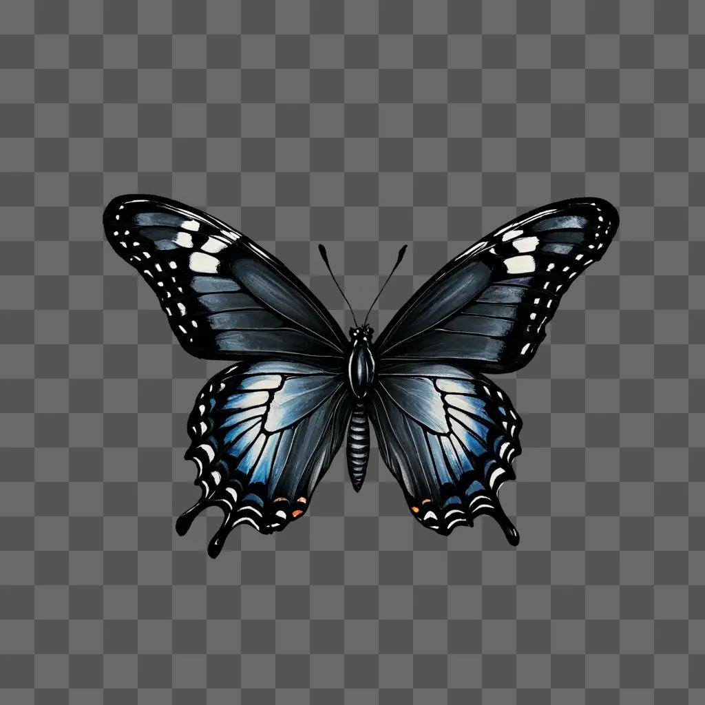 A sketch butterfly drawing on a dark background