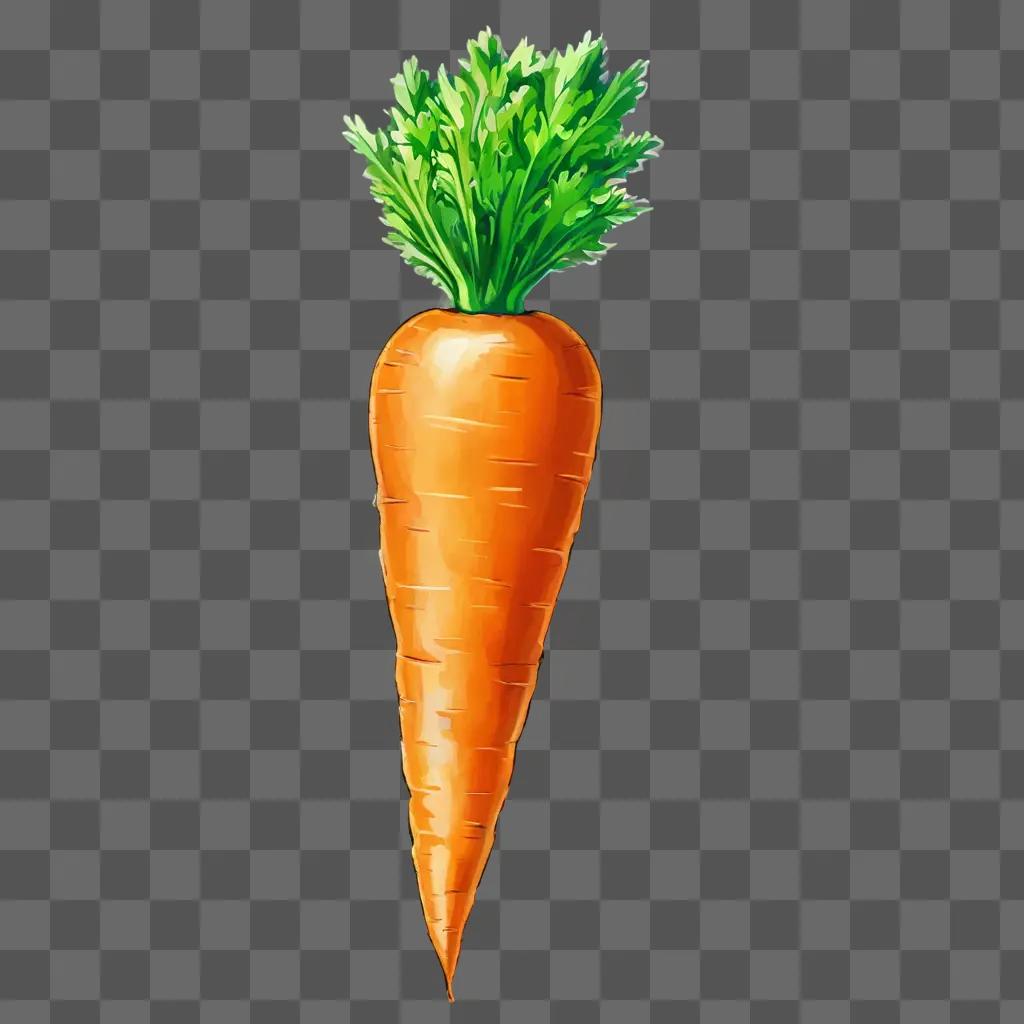 A sketch drawing of a carrot with a green top