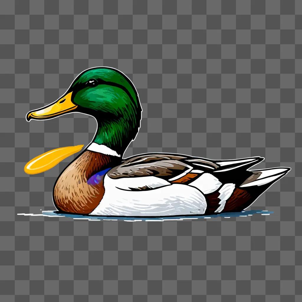 A sketch duck drawing on a gray background