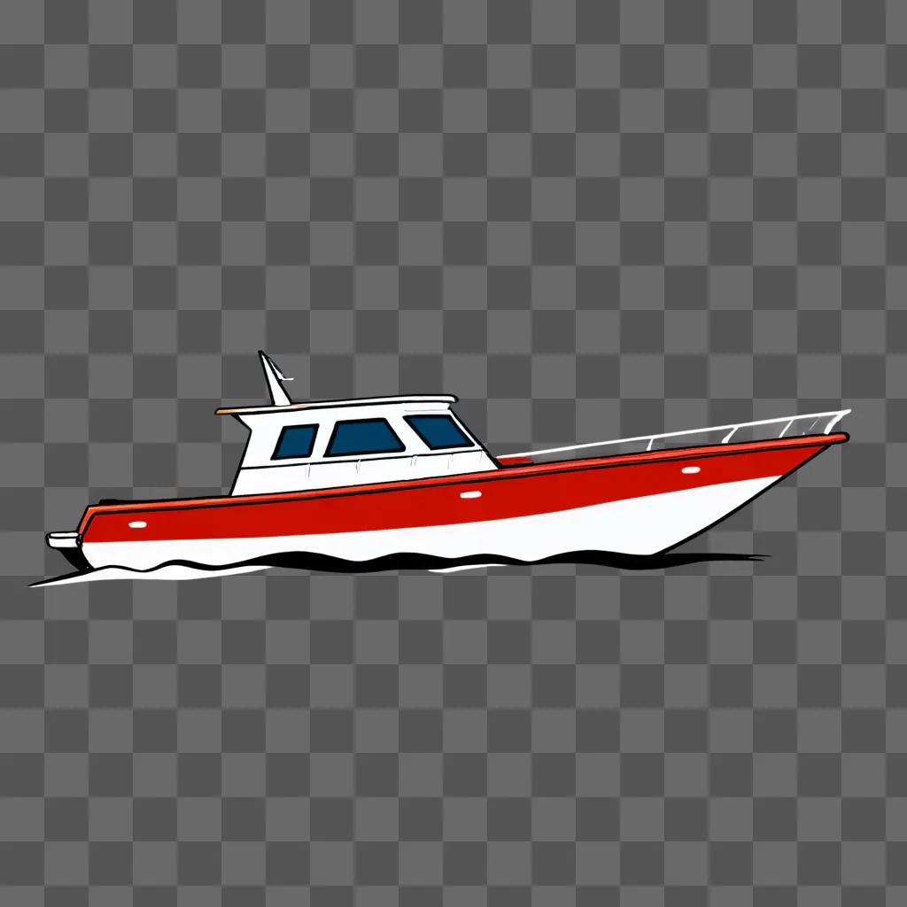 赤と白の配色のボートのスケッチ