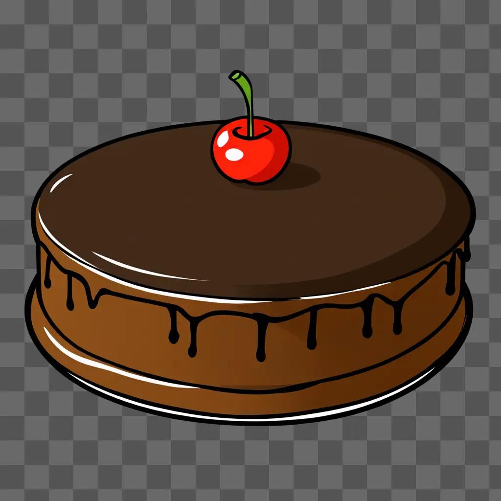 A sketch of a chocolate cake with a cherry on top