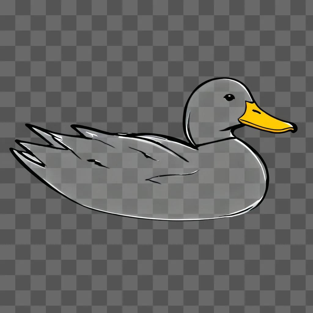 A sketch of a duck with a yellow beak