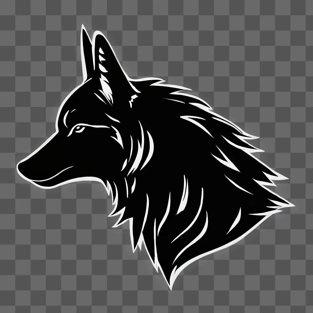 A sketch of a wolf head with a glowing outline