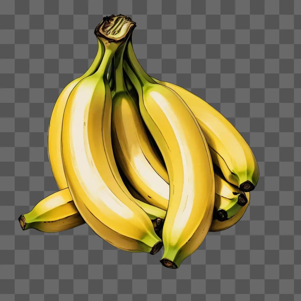 A sketch of bananas on a black background