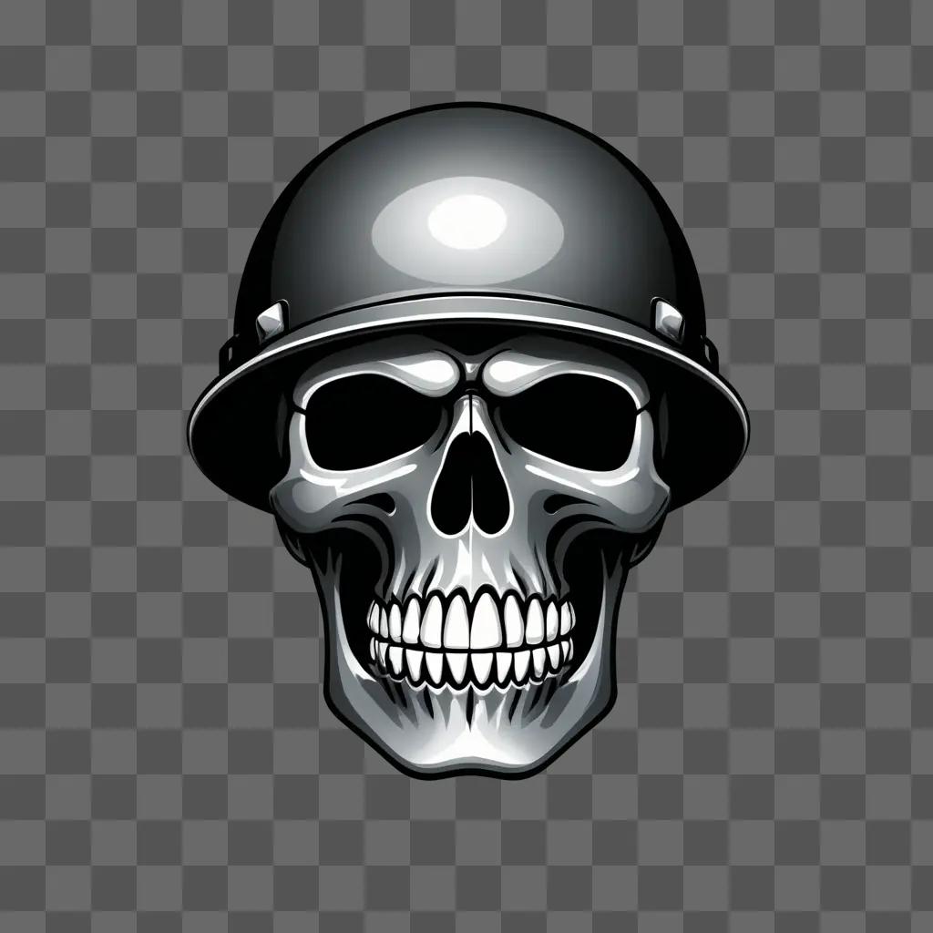 A skull wearing a hard hat on a dark background