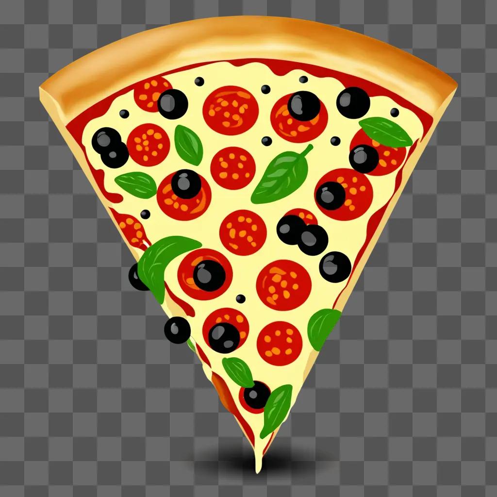 A slice of black and white pizza clipart