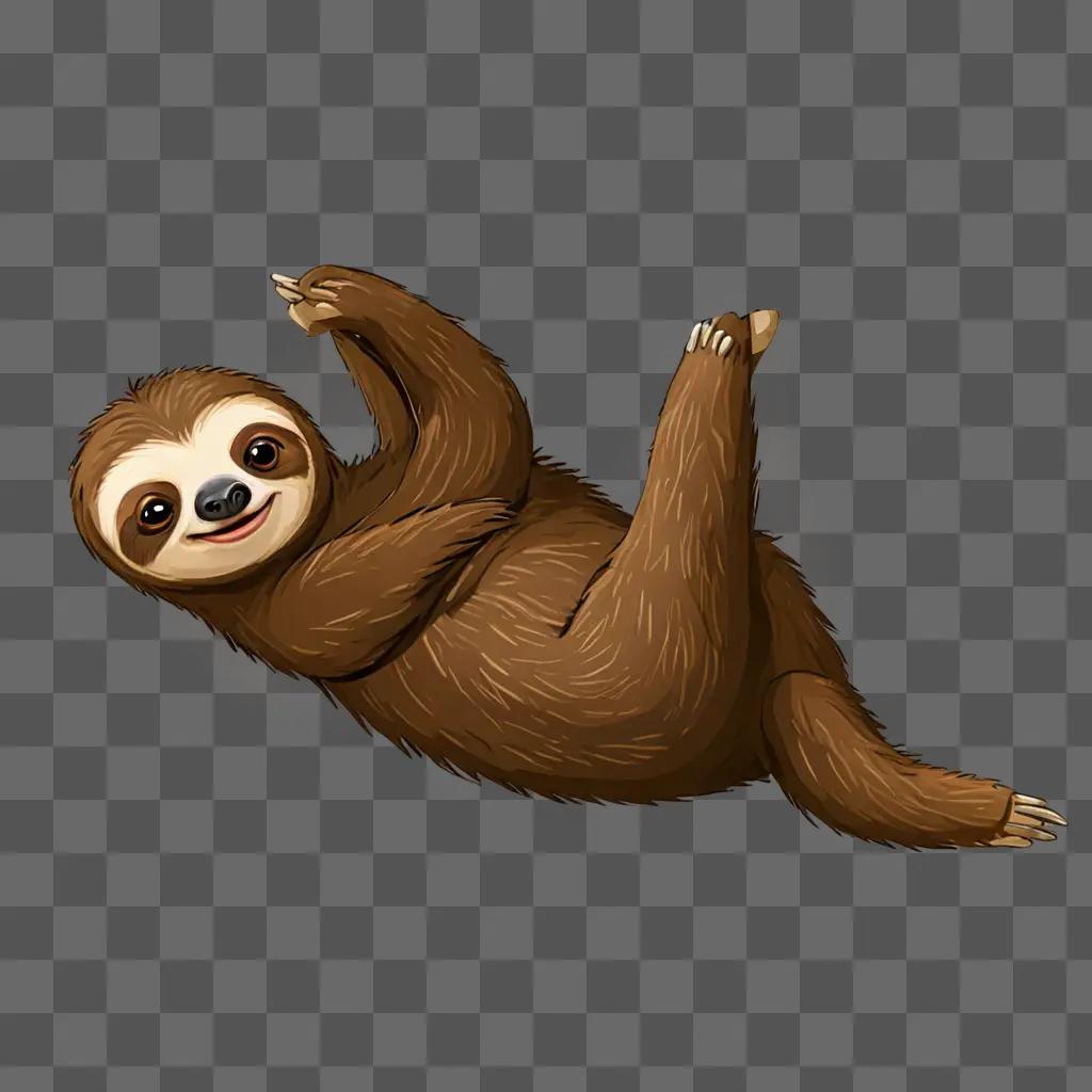 A sloth cartoon character is laying on the ground