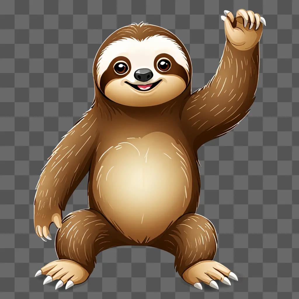 A sloth cartoon character with long claws and a smile