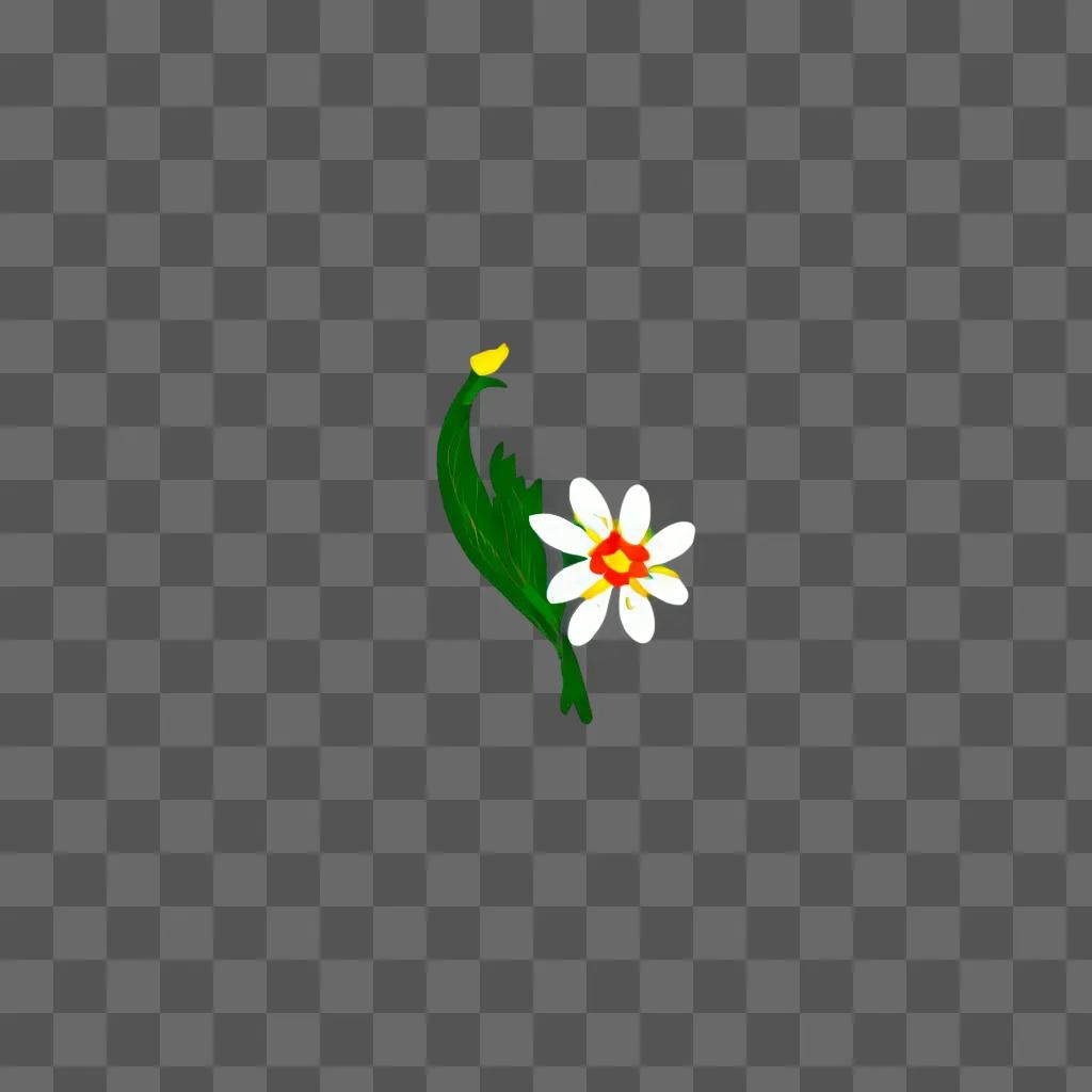 A small flower drawing on a green background