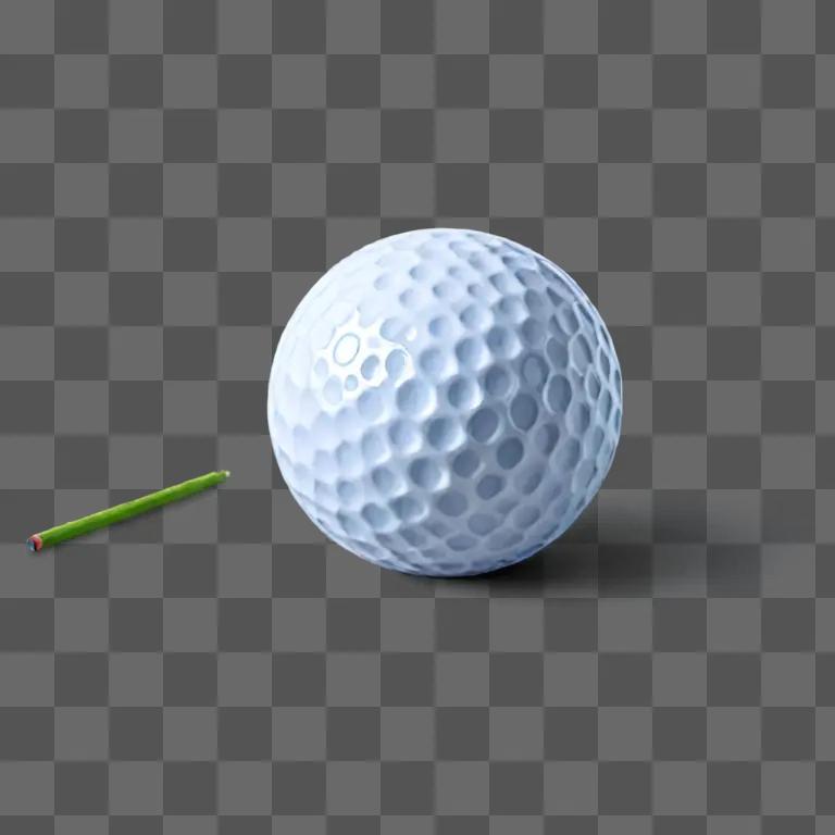 A small golf ball sits on the floor next to a pencil