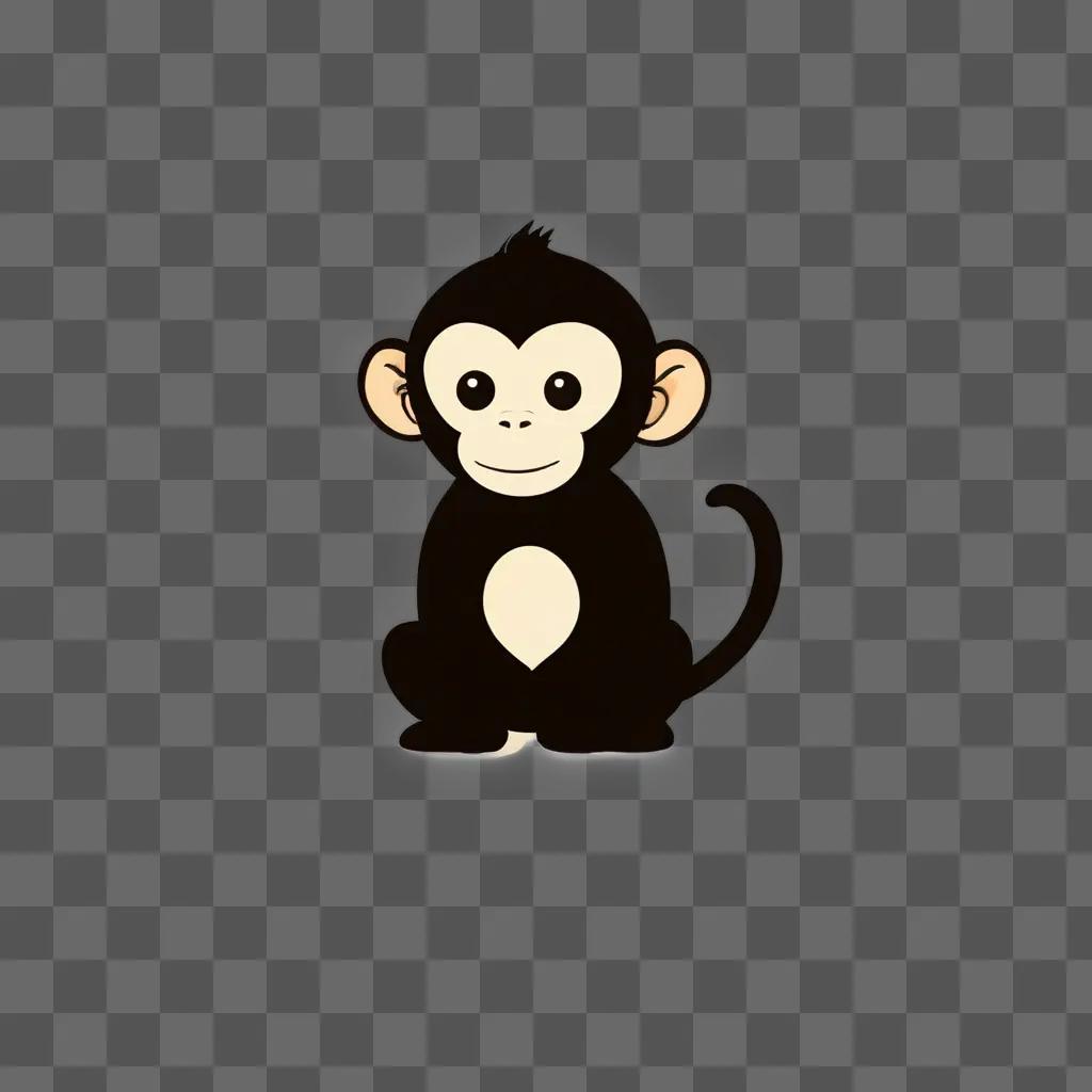 A small monkey drawing on a dark background