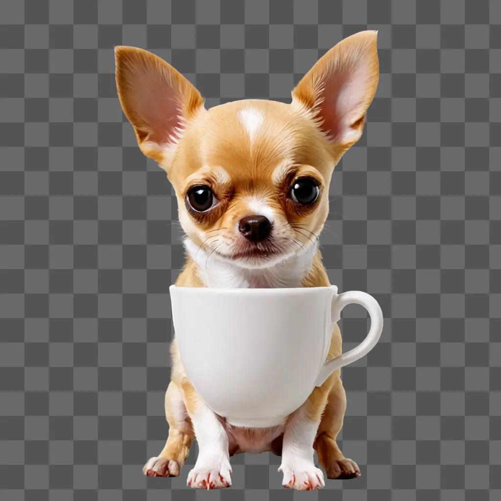 A small teacup with a chihuahuas head in it