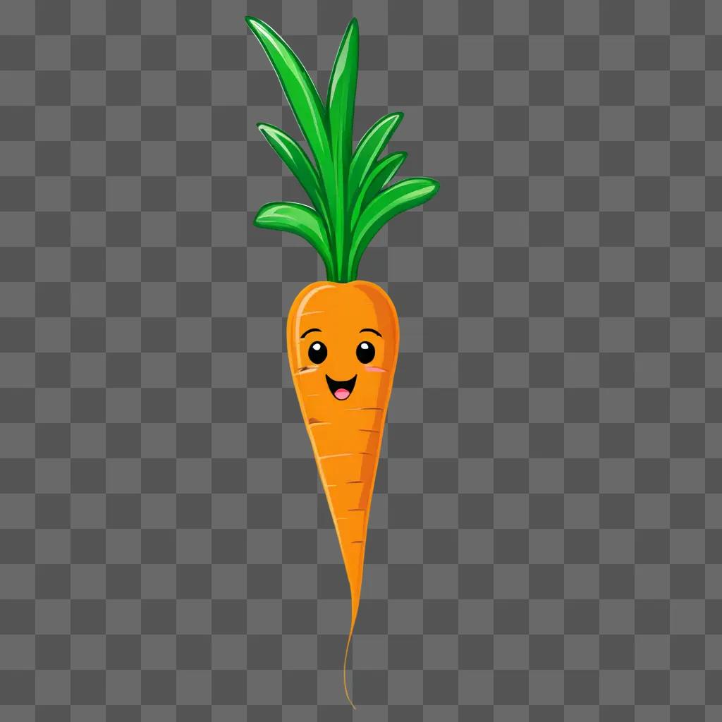 A smiling carrot drawing with a green background