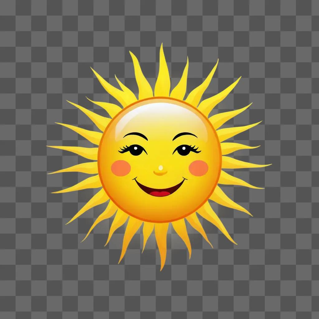 A smiling cartoon sun on a yellow background