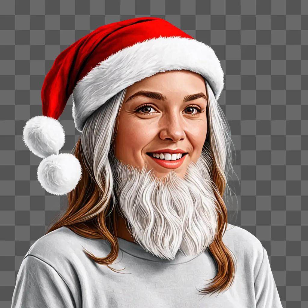 A smiling girl in a Santa hat drawing