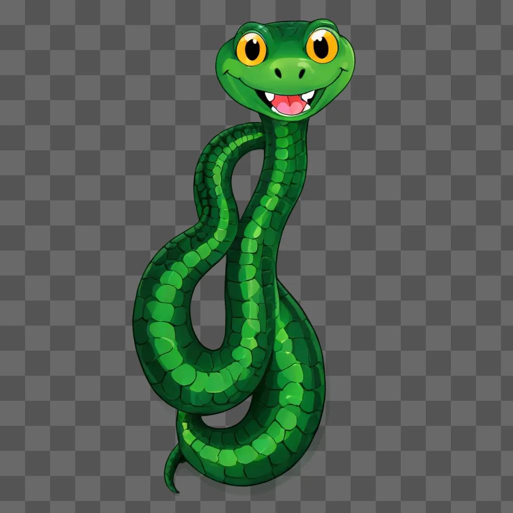 A smiling green snake drawing for kids