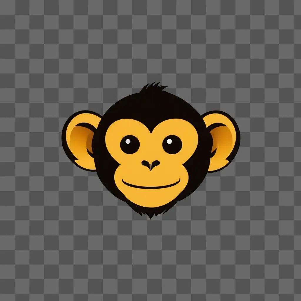 A smiling monkey drawing on a brown background