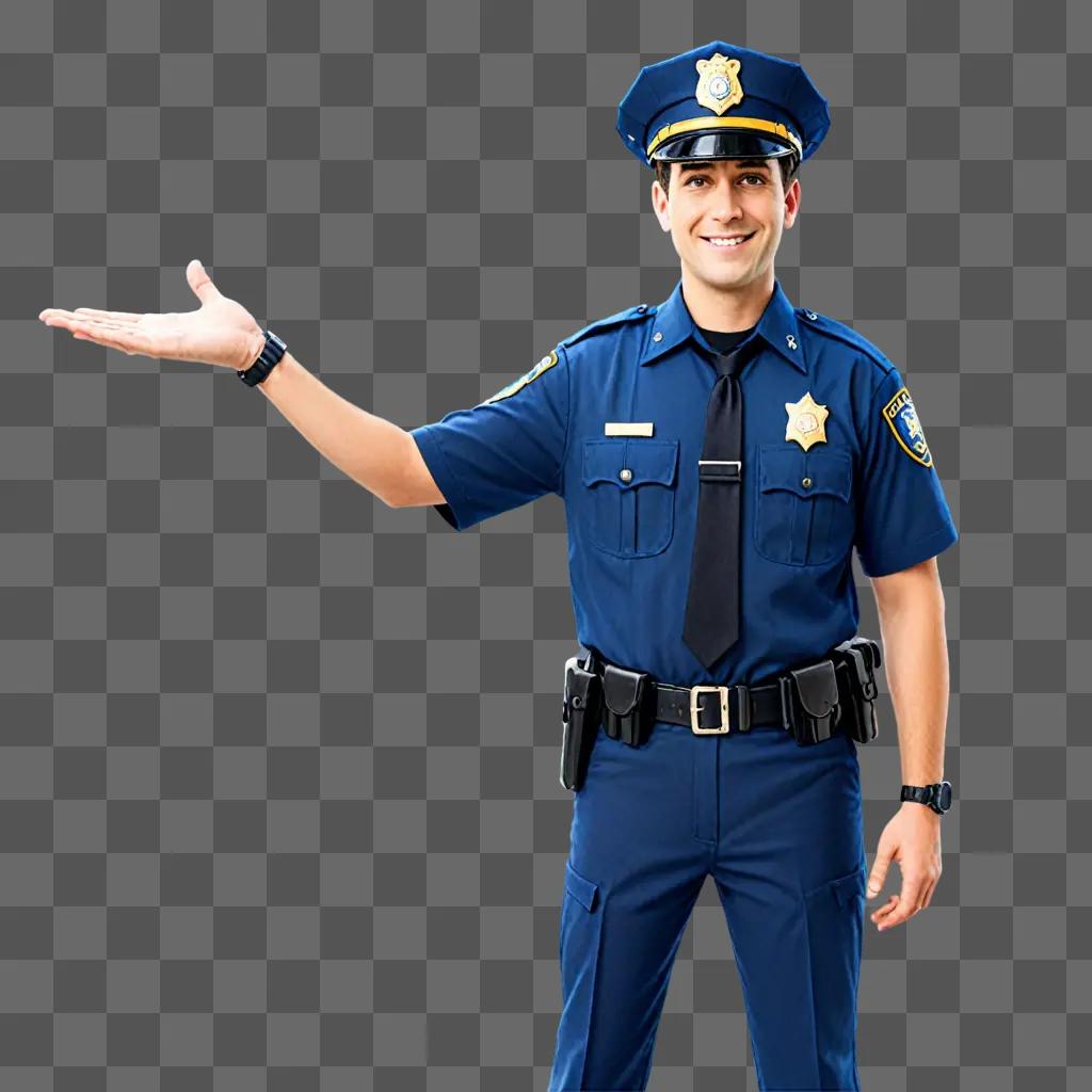 A smiling police officer in a blue uniform