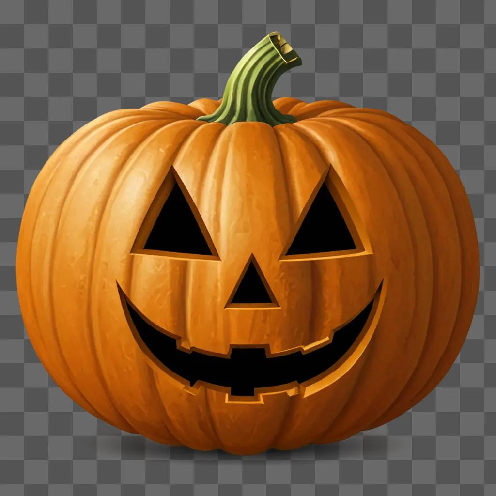 A smiling pumpkin emoji on a brown background