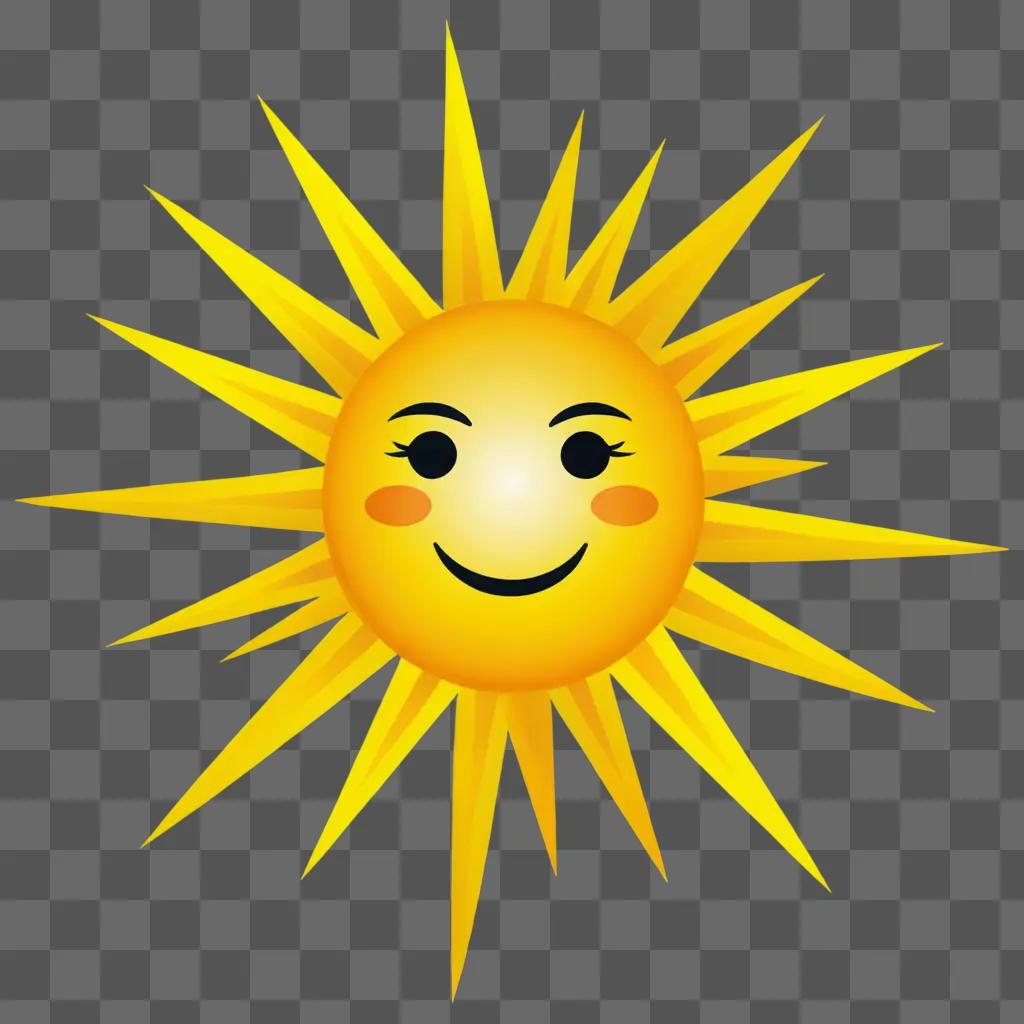 黄色の背景に笑顔の太陽の漫画