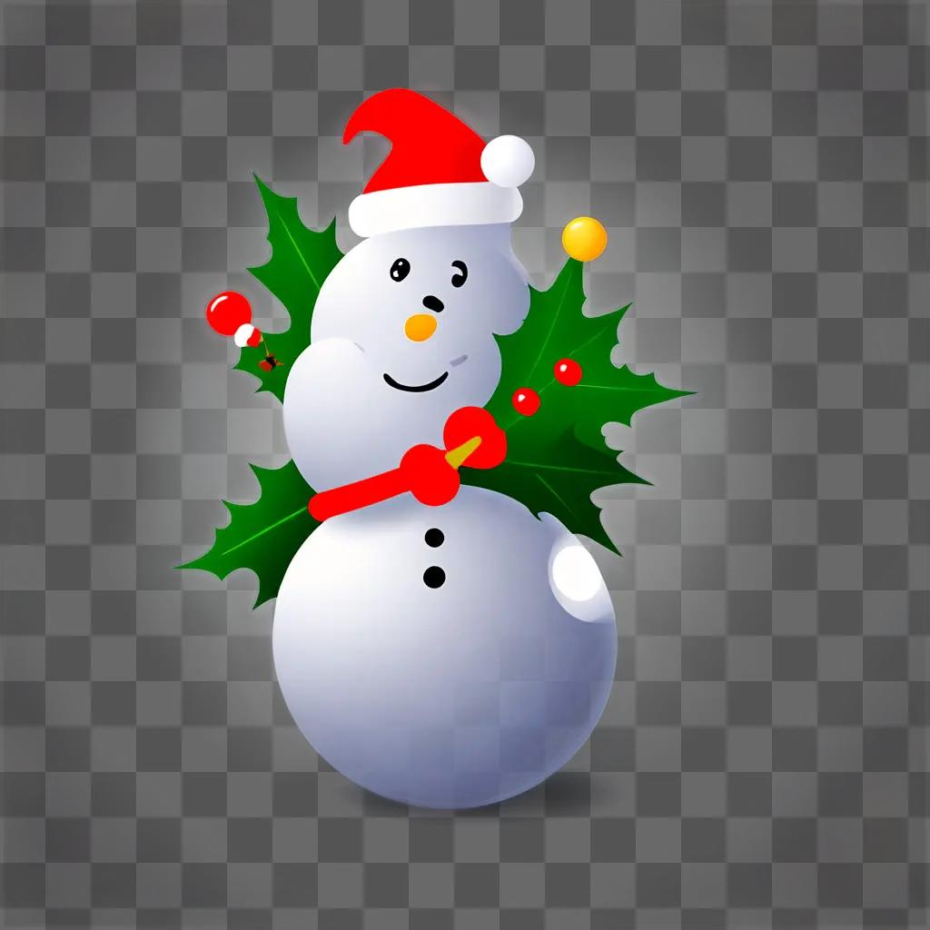 A snowman with a Santa hat in a Christmas background clipart