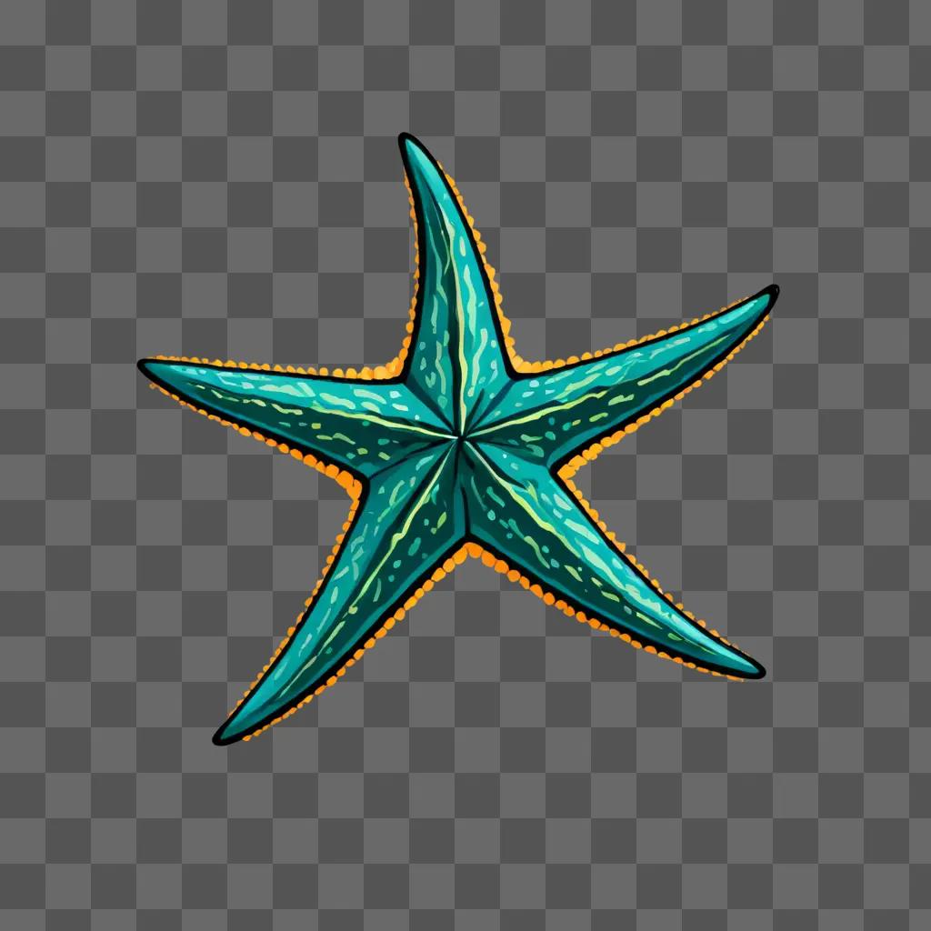 A starfish drawing on a green background