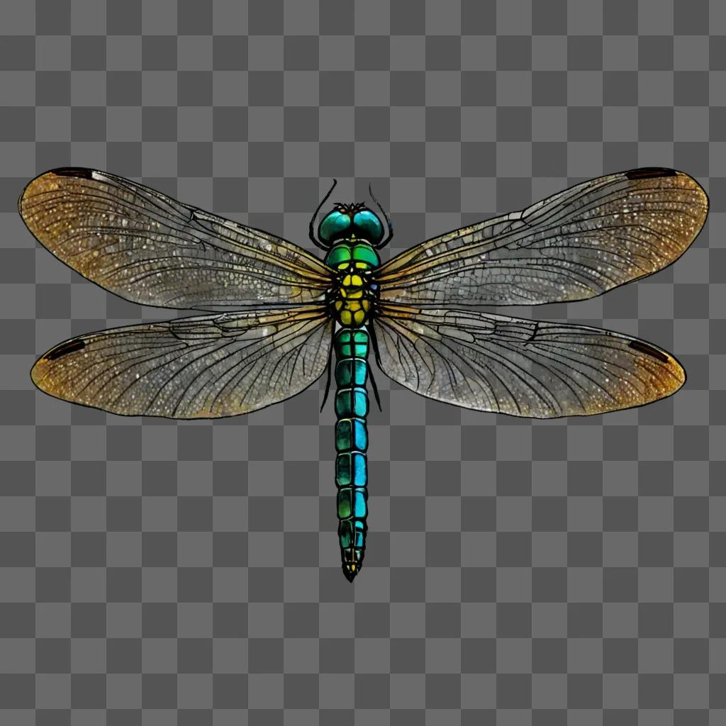 A striking dragonfly with vibrant colors and intricate patterns