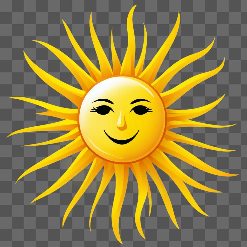 A sun cartoon with a smiling face