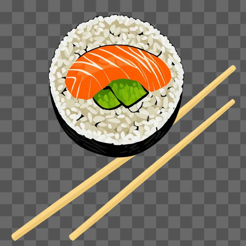 A sushi drawing for kids on a beige background