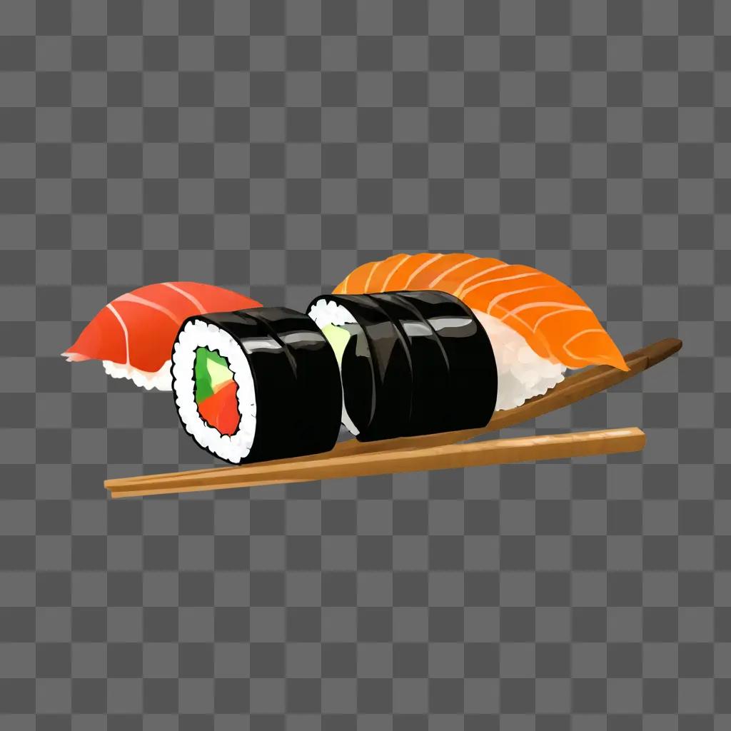 A sushi roll with a cherry tomato and cucumber