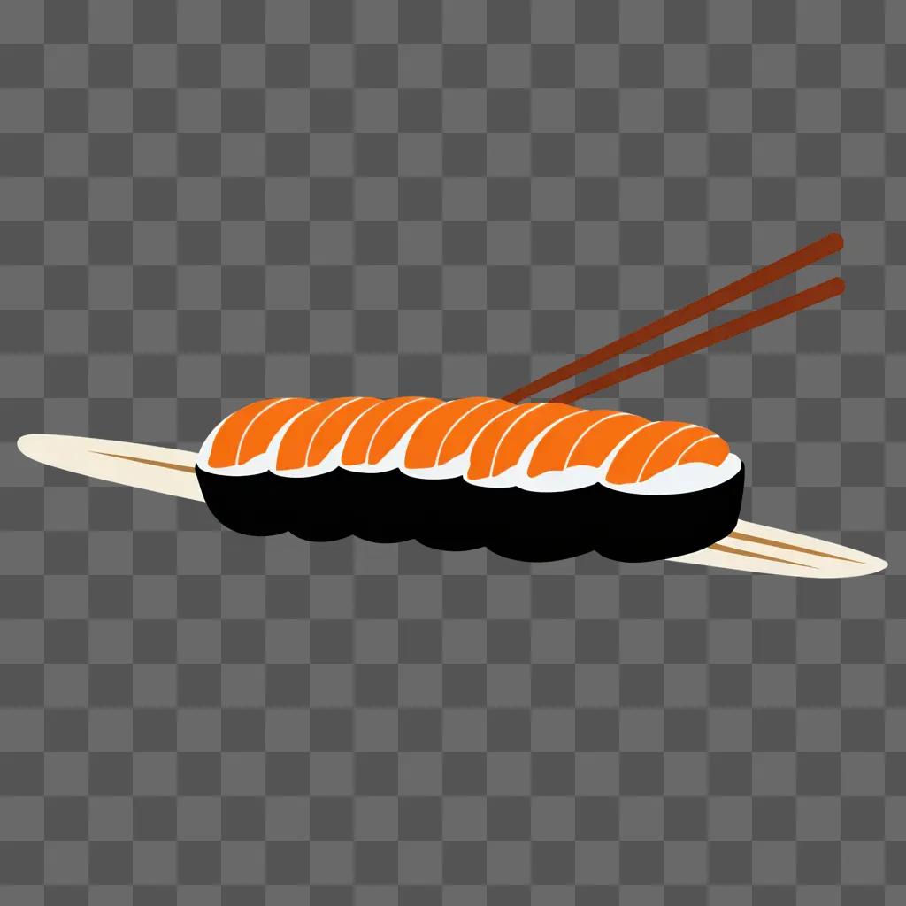 A sushi silhouette with orange and white accents