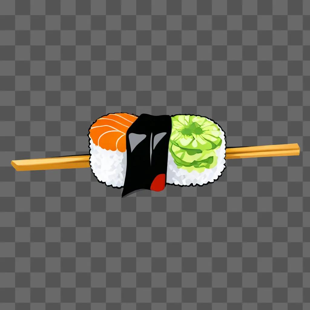 A sushi sketch on a beige background