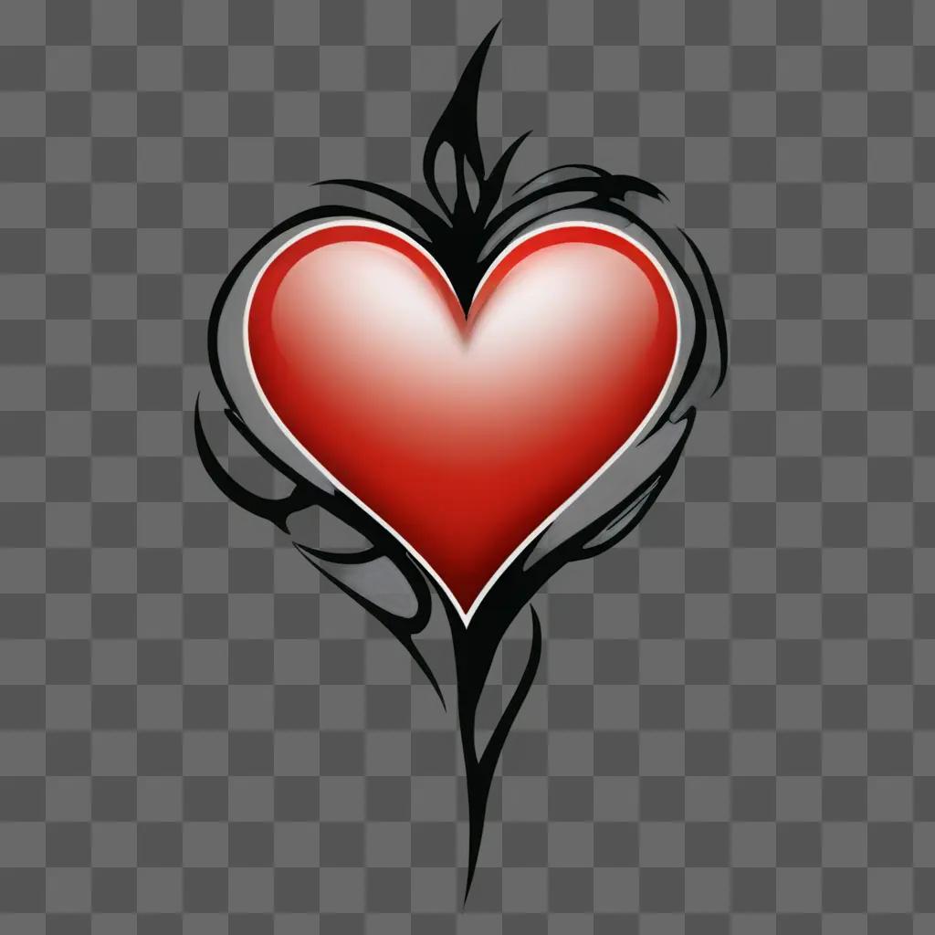 A tattooed heart with a dark background