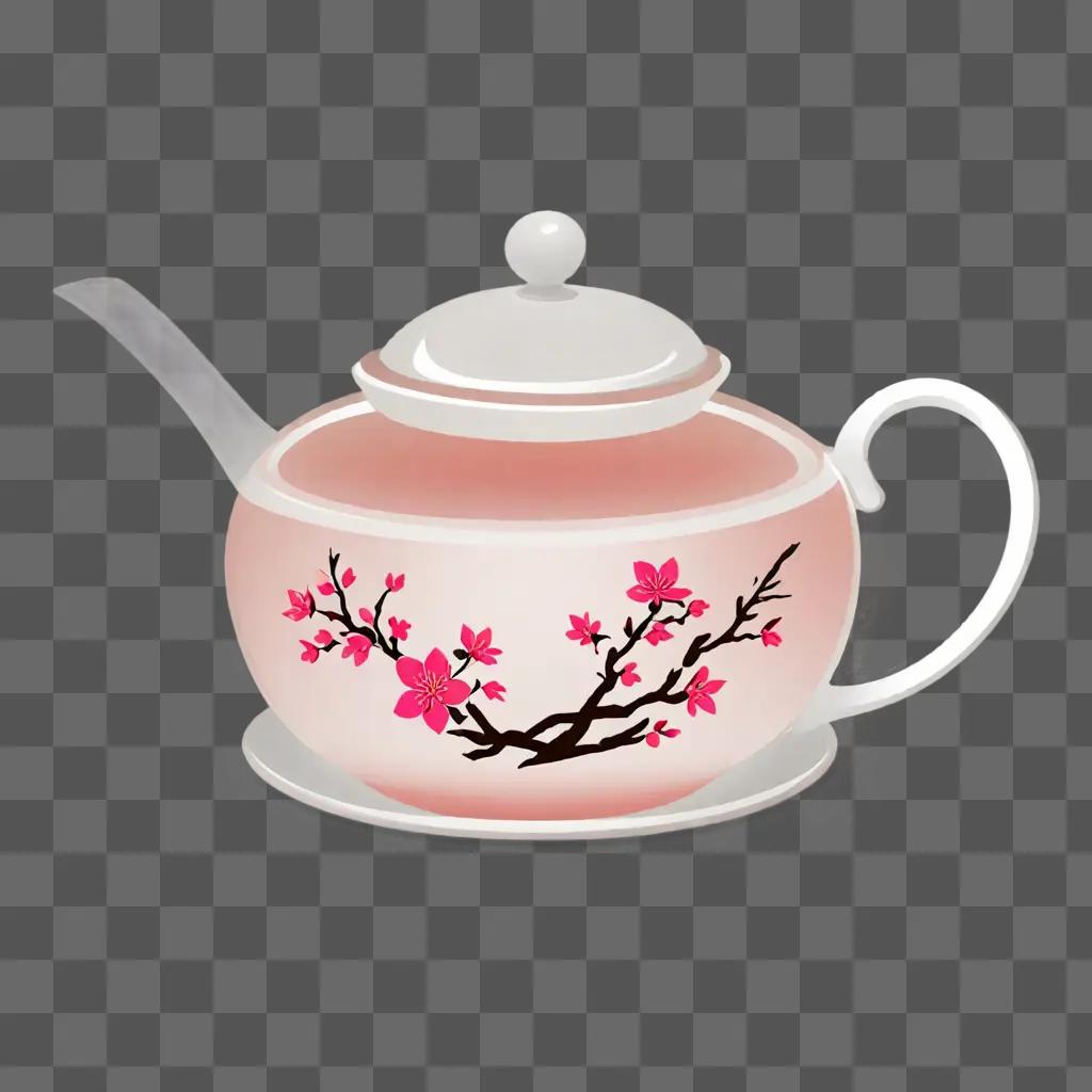 A tea clipart with a pink flower on it