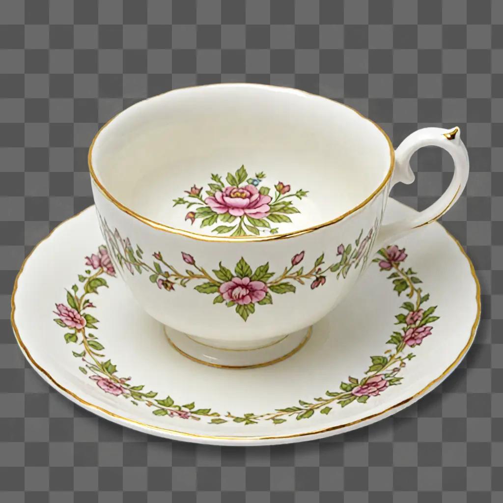 A teacup sits on a saucer