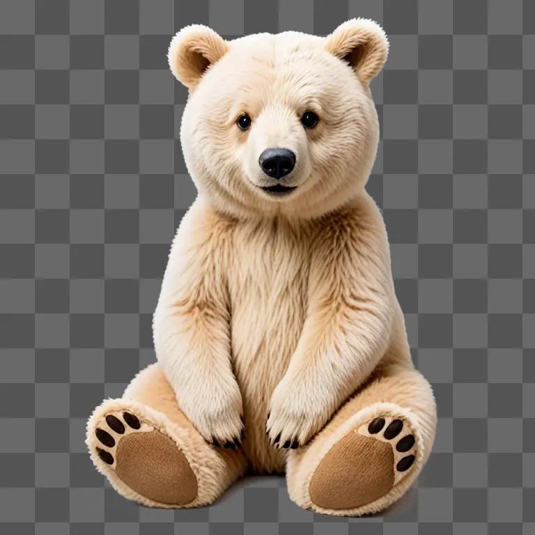 A teddy bear sitting on a beige background