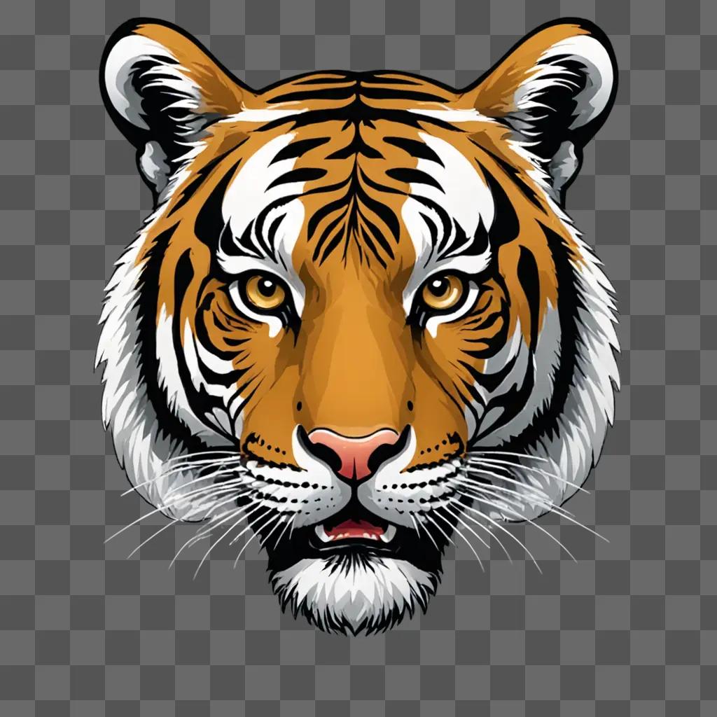 A tiger head drawn in an artistic style