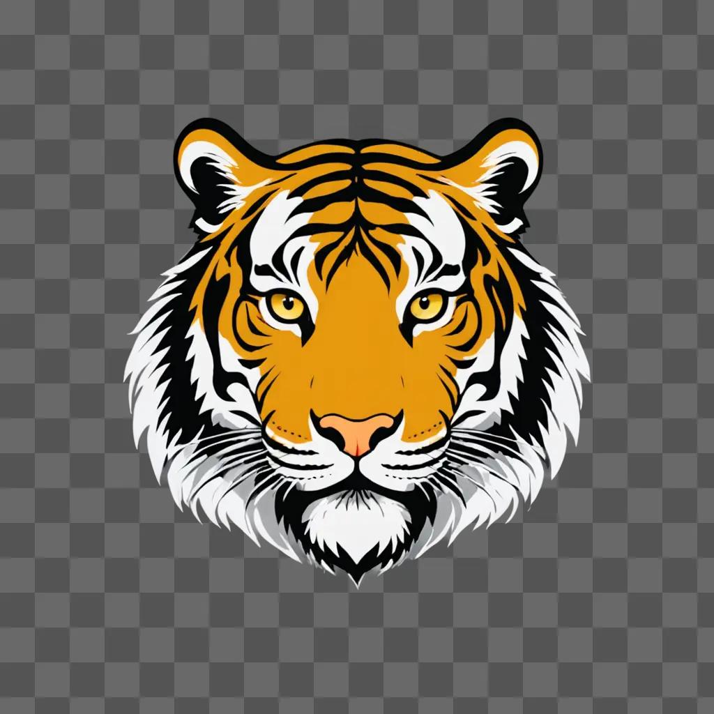 A tiger head glows in a light background