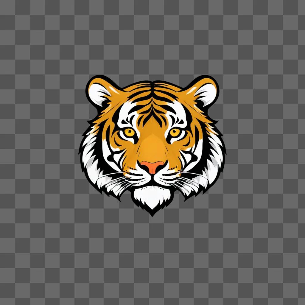 A tiger head illustration on a beige background