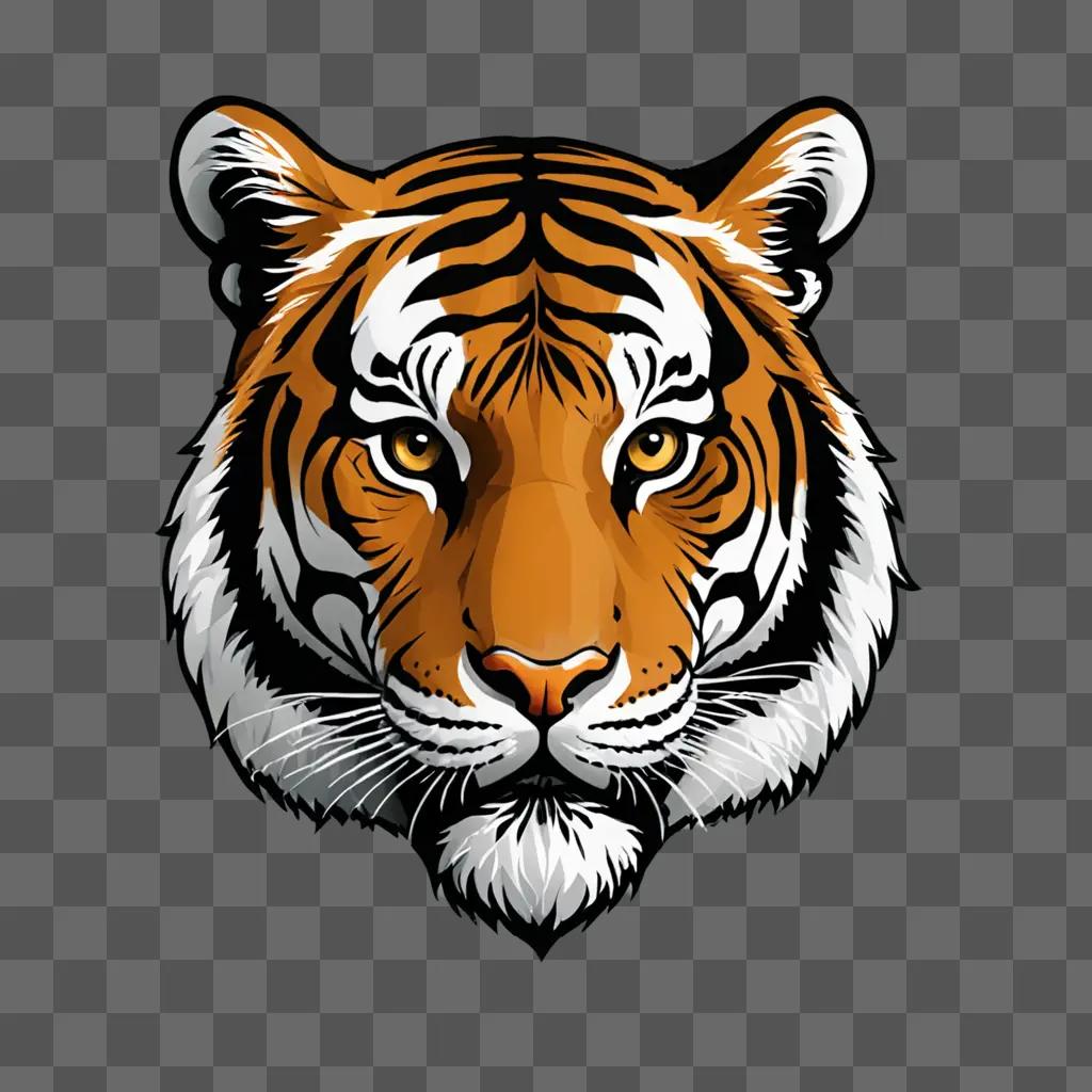 A tiger head in black and white clipart