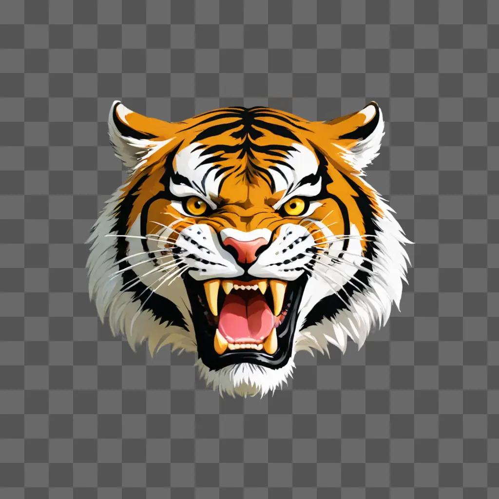 A tiger head with an angry expression