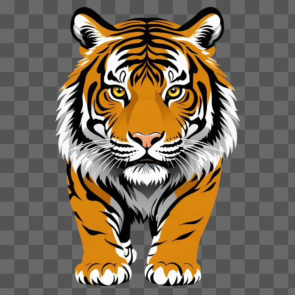 A tiger is drawn in a cartoon style