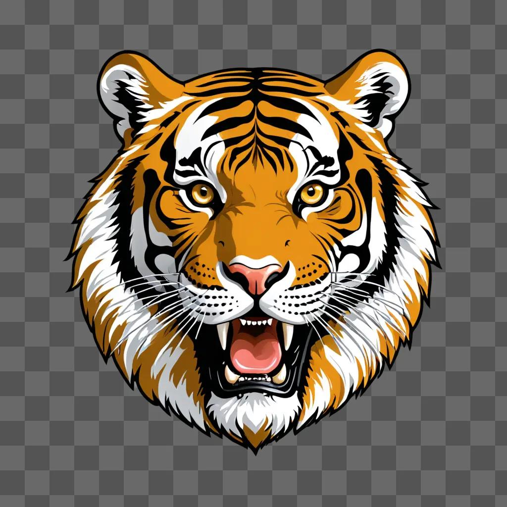 A tigers head in a cartoon style