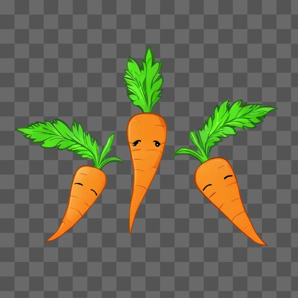 A trio of carrot faces giggle together