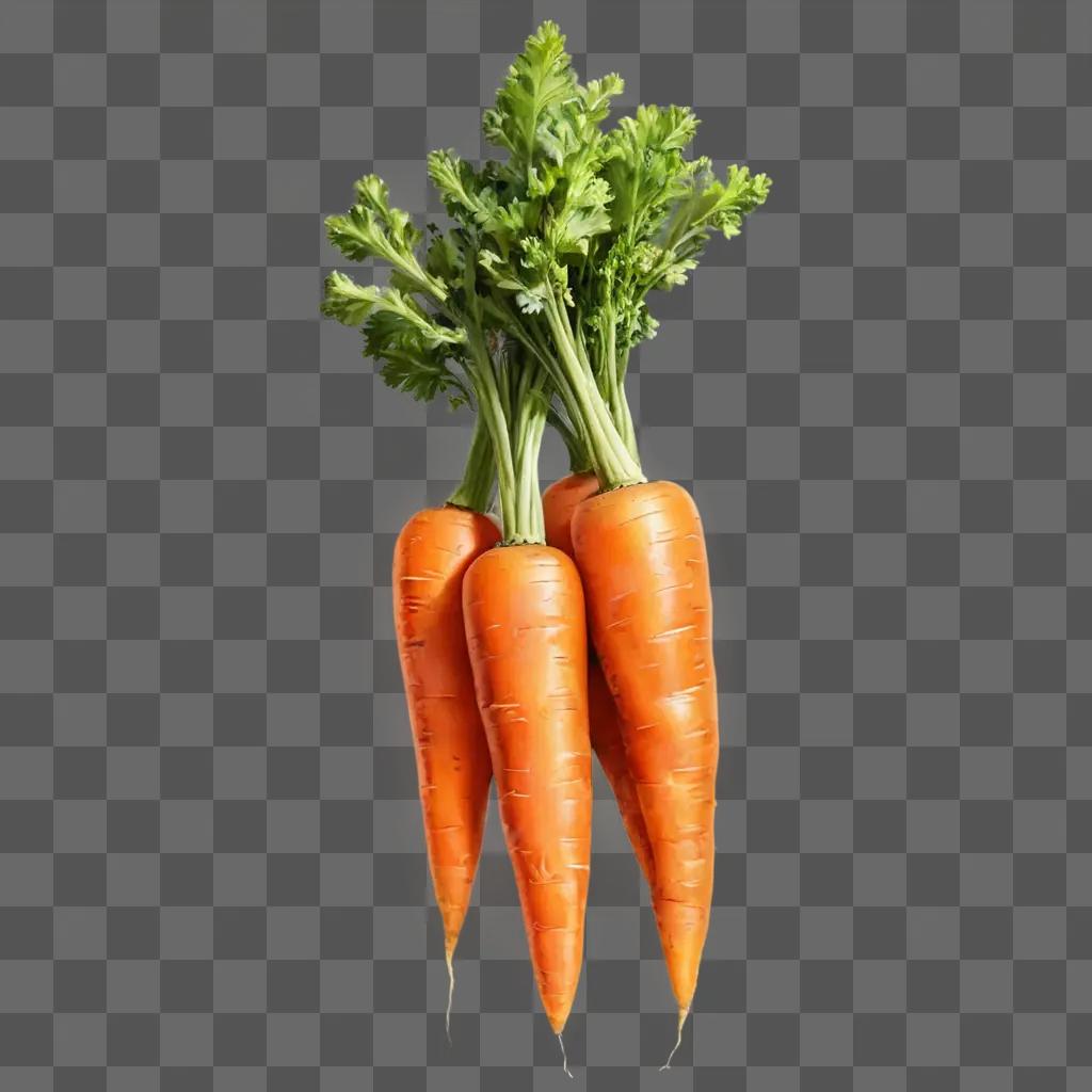 A trio of realistic carrot drawings