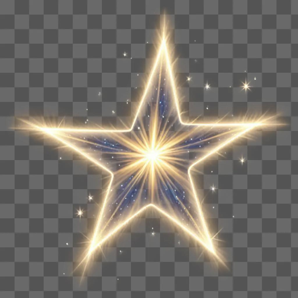 A twinkling star with a yellow and blue center